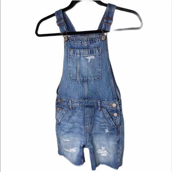 GAP Kids Shortalls Denim Jean Overall Shorts - Picture 1 of 8